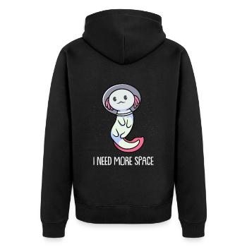 Axolotl Salamander - Unisex Premium Bio Zip Hoodie - Schwarz - Hinten - Nico (187cm)
