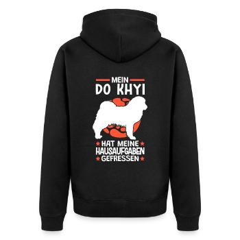 Do Khyi hat Hausaufgaben gefressen Tibetdogge - Unisex Premium Bio Zip Hoodie - Schwarz - Hinten - Nico (187cm)