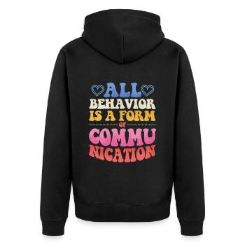 ABA -Therapeut, ABA -Therapie, Therapeut, SPEd - Unisex Premium Bio Zip Hoodie - Schwarz - Hinten - Nico (187cm)
