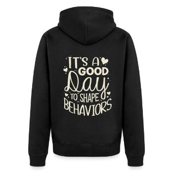 ABA -Therapeut, ABA -Therapie, Therapeut, SPEd - Unisex Premium Bio Zip Hoodie - Schwarz - Hinten - Nico (187cm)