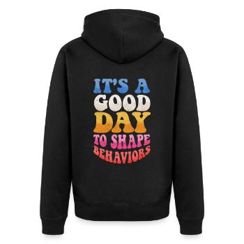ABA -Therapeut, ABA -Therapie, Therapeut, SPEd - Unisex Premium Bio Zip Hoodie - Schwarz - Hinten - Nico (187cm)