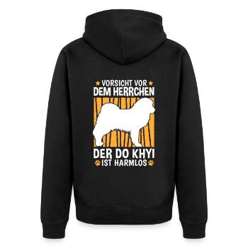 Vorsicht Do Khyi Herrchen Tibetmastiff - Unisex Premium Bio Zip Hoodie - Schwarz - Hinten - Nico (187cm)