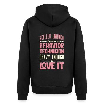 ABA -Therapeut, ABA -Therapie, Therapeut, SPEd - Unisex Premium Bio Zip Hoodie - Schwarz - Hinten - Nico (187cm)