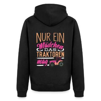 Just a girl what tractors like, farmer - Unisex Premium Organic Zip Hoodie - black - Back - Nico (187cm)
