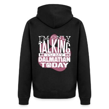 Hundebesitzer Talking to my Dalmatian - Unisex Premium Bio Zip Hoodie - Schwarz - Hinten - Nico (187cm)