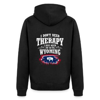 Wyoming - Unisex Premium Bio Zip Hoodie - Schwarz - Hinten - Nico (187cm)