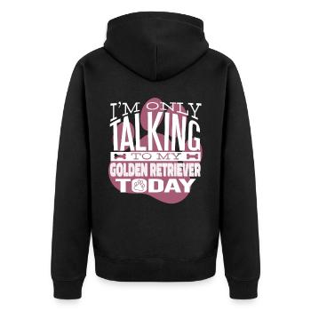 Hundebesitzer Talking to my Golden Retriever - Unisex Premium Bio Zip Hoodie - Schwarz - Hinten - Nico (187cm)