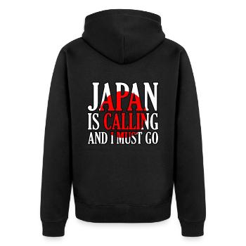 Japan - Unisex Premium Bio Zip Hoodie - Schwarz - Hinten - Nico (187cm)