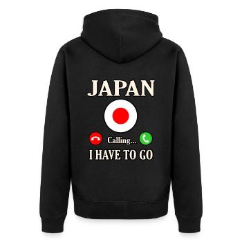 Japan - Unisex Premium Bio Zip Hoodie - Schwarz - Hinten - Nico (187cm)