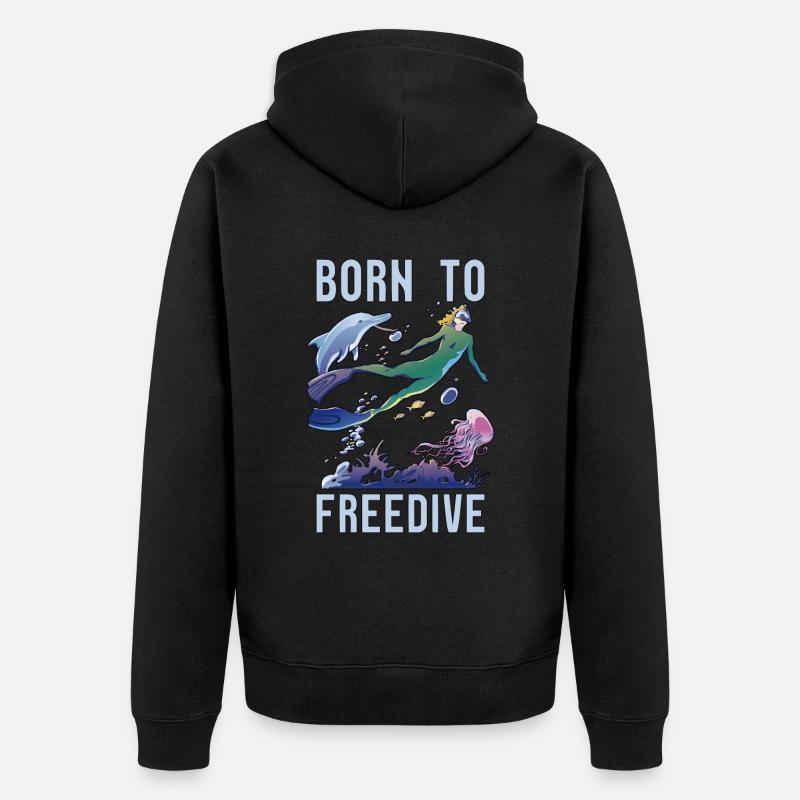 Freitaucher Apnoe Tauchen Freitauchen Geschenk - Unisex Premium Bio Zip Hoodie - Schwarz