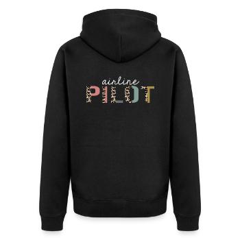 Airline Pilot Leopard Print lustiges Geschenk - Unisex Premium Bio Zip Hoodie - Schwarz - Hinten - Nico (187cm)