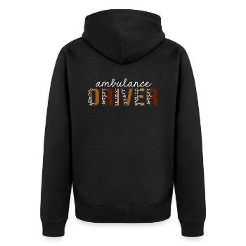 Krankenwagen-Fahrer-Leoparden-Druck-lustiges Geschenk - Unisex Premium Bio Zip Hoodie - Schwarz - Hinten - Nico (187cm)