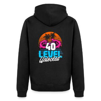 Niveau 40 Débloqué 40th Birthday Gamer 80s rétro - Veste à capuche bio Premium Unisexe - noir - Dos - Nico (187cm)