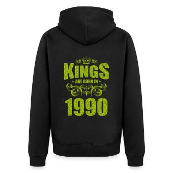 kings are born 1990 - Unisex Premium Organic Zip Hoodie - black - Back - Nico (187cm)