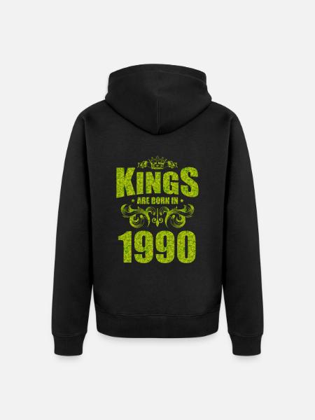 kings are born 1990 - Unisex Premium Organic Zip Hoodie - black