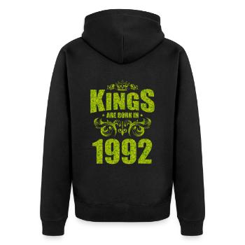 kings are born 1992 - Unisex Premium Organic Zip Hoodie - black - Back - Nico (187cm)