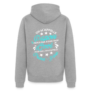 Papou Fete Des Grand Pères Papy - Veste à capuche bio Premium Unisexe - gris chiné - Dos - Nico (187cm)
