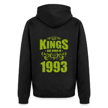 kings are born 1993 - Unisex Premium Bio Zip Hoodie - Schwarz - Hinten - Nico (187cm)