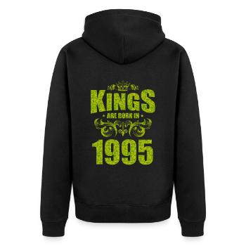 kings are born 1995 - Unisex Premium Organic Zip Hoodie - black - Back - Nico (187cm)