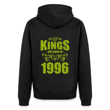 kings are born 1996 - Unisex Premium Organic Zip Hoodie - black - Back - Nico (187cm)