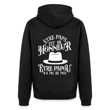 Être Papou N'a Pas De Sans Prix - Veste à capuche bio Premium Unisexe - noir - Dos - Nico (187cm)
