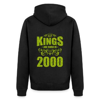 kings are born 2000 - Unisex Premium Organic Zip Hoodie - black - Back - Nico (187cm)
