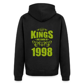 kings are born 1998 - Unisex Premium Organic Zip Hoodie - black - Back - Nico (187cm)