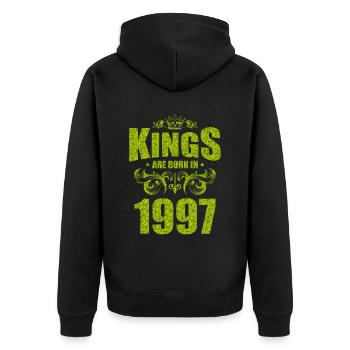 kings are born 1997 - Unisex Premium Bio Zip Hoodie - Schwarz - Hinten - Nico (187cm)