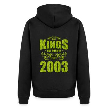 kings are born 2003 - Unisex Premium Organic Zip Hoodie - black - Back - Nico (187cm)