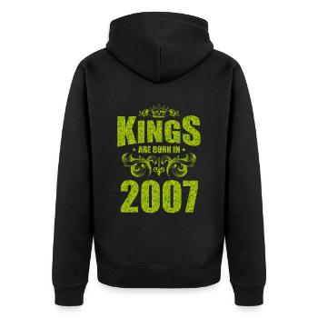 kings are born 2007 - Unisex Premium Organic Zip Hoodie - black - Back - Nico (187cm)