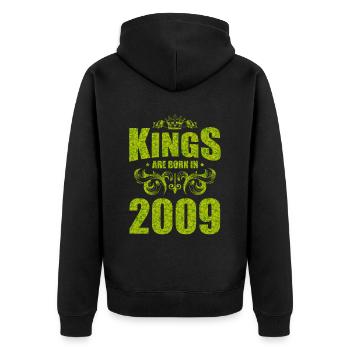 kings are born 2009 - Unisex Premium Organic Zip Hoodie - black - Back - Nico (187cm)