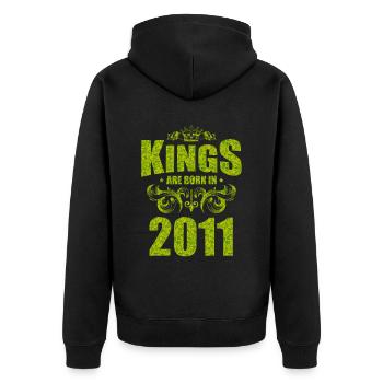 kings are born 2011 - Unisex Premium Bio Zip Hoodie - Schwarz - Hinten - Nico (187cm)