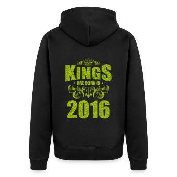 kings are born 2016 - Unisex Premium Organic Zip Hoodie - black - Back - Nico (187cm)