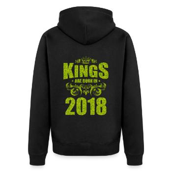 kings are born 2018 - Unisex Premium Organic Zip Hoodie - black - Back - Nico (187cm)