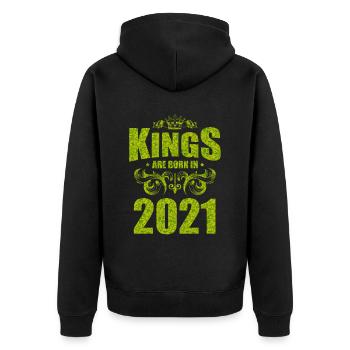 kings are born 2021 - Unisex Premium Bio Zip Hoodie - Schwarz - Hinten - Nico (187cm)