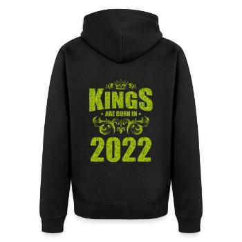 kings are born 2022 - Unisex Premium Bio Zip Hoodie - Schwarz - Hinten - Nico (187cm)
