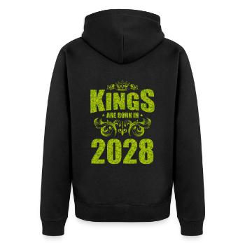 kings are born 2028 - Unisex Premium Bio Zip Hoodie - Schwarz - Hinten - Nico (187cm)