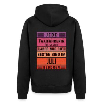 Taxi-Fahrer Geburtstag Juli geboren Taxifahrerin - Unisex Premium Bio Zip Hoodie - Schwarz - Hinten - Nico (187cm)