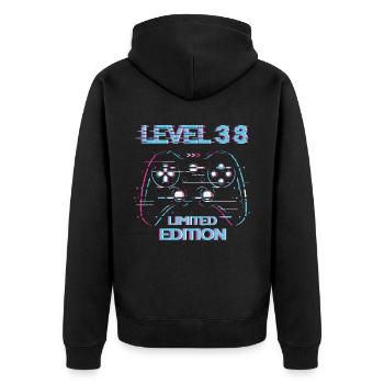 Birthday Level 38 Gaming Limited Edition Gamer - Unisex Premium Organic Zip Hoodie - black - Back - Nico (187cm)