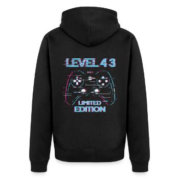 Anniversaire Niveau 43 Gaming Édition Limitée Gamer - Veste à capuche bio Premium Unisexe - noir - Dos - Nico (187cm)
