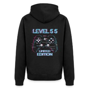 Anniversaire Niveau 55 Gaming Édition Limitée Gamer - Veste à capuche bio Premium Unisexe - noir - Dos - Nico (187cm)