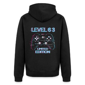 Birthday Level 63 Gaming Limited Edition Gamer - Unisex Premium Organic Zip Hoodie - black - Back - Nico (187cm)