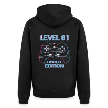 Birthday Level 61 Gaming Limited Edition Gamer - Unisex Premium Organic Zip Hoodie - black - Back - Nico (187cm)