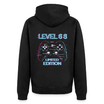 Birthday Level 68 Gaming Limited Edition Gamer - Unisex Premium Organic Zip Hoodie - black - Back - Nico (187cm)