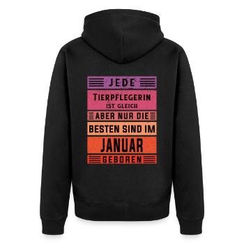 Tierwirt Geburtstag Januar geboren Tierpflegerin - Unisex Premium Bio Zip Hoodie - Schwarz - Hinten - Nico (187cm)