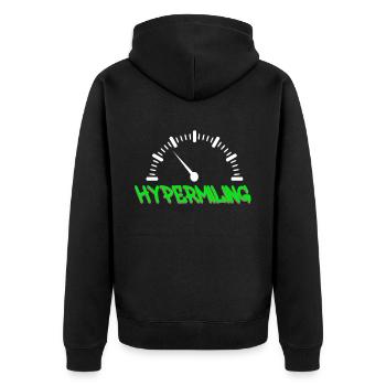Hypermiling - Unisex Premium Bio Zip Hoodie - Schwarz - Hinten - Nico (187cm)
