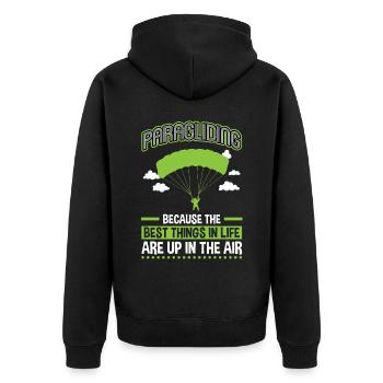 Gleitschirmfliegen – Die Besten Dinge In Der Luft - Unisex Premium Bio Zip Hoodie - Schwarz - Hinten - Nico (187cm)