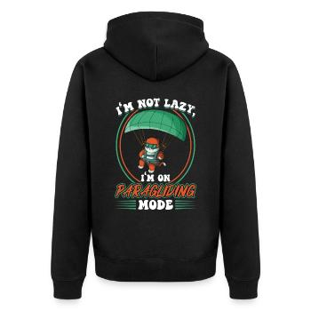 Ich Bin Nicht Faul - Ich Bin Im Paragliding-modus - Unisex Premium Bio Zip Hoodie - Schwarz - Hinten - Nico (187cm)
