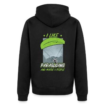 Ich Mag Paragliding Und Vielleicht 3 Leute - Unisex Premium Bio Zip Hoodie - Schwarz - Hinten - Nico (187cm)