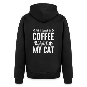 Katze Haustier Spruch Katzen Liebhaber Besitzer - Unisex Premium Bio Zip Hoodie - Schwarz - Hinten - Nico (187cm)